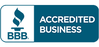 BBB Accredited A blue and green banner with the words accredited business
