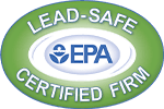 Lead-Safe Cert A green and white logo for the epa.